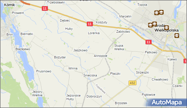 mapa Annopole gmina Środa Wielkopolska, Annopole gmina Środa Wielkopolska na mapie Targeo