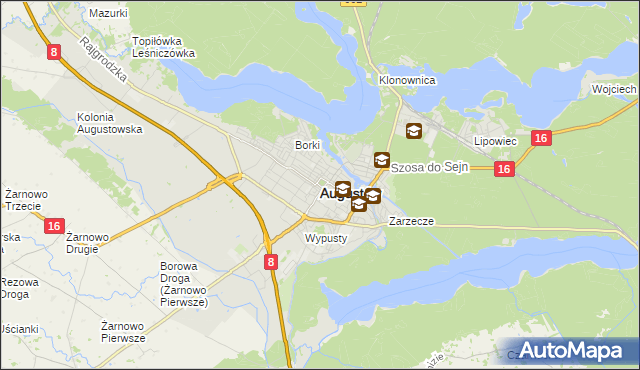 mapa Augustów, Augustów na mapie Targeo