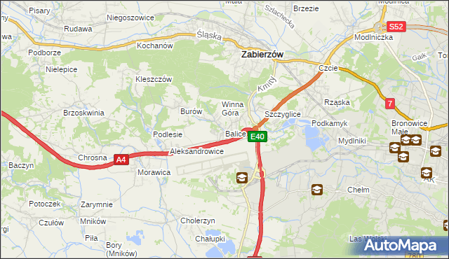 mapa Balice gmina Zabierzów, Balice gmina Zabierzów na mapie Targeo