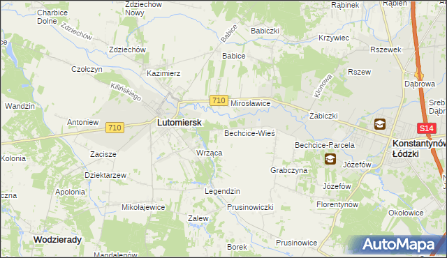 mapa Bechcice-Wieś, Bechcice-Wieś na mapie Targeo