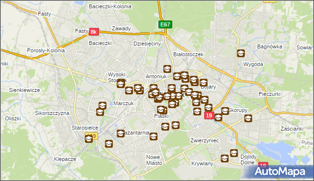 mapa Białegostoku, Białystok na mapie Targeo