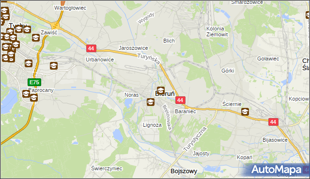 mapa Bieruń, Bieruń na mapie Targeo