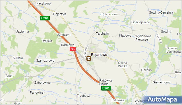 mapa Bojanowo powiat rawicki, Bojanowo powiat rawicki na mapie Targeo