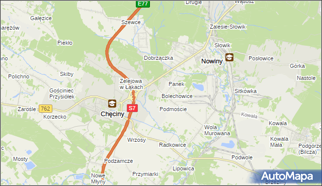 mapa Bolechowice gmina Sitkówka-Nowiny, Bolechowice gmina Sitkówka-Nowiny na mapie Targeo