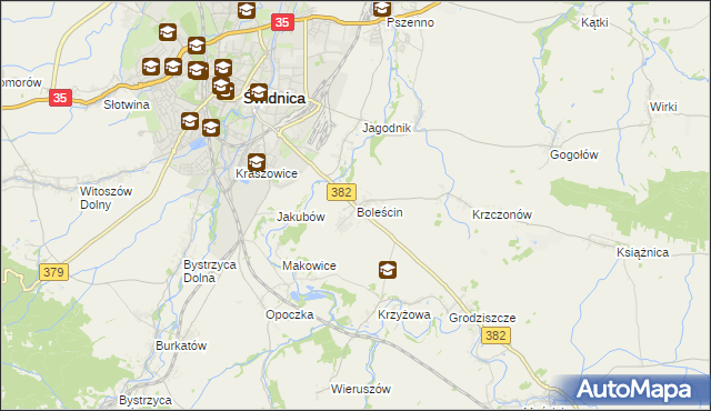 mapa Boleścin gmina Świdnica, Boleścin gmina Świdnica na mapie Targeo