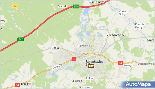mapa Bolesławice gmina Bolesławiec, Bolesławice gmina Bolesławiec na mapie Targeo