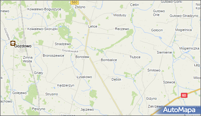 mapa Bombalice, Bombalice na mapie Targeo