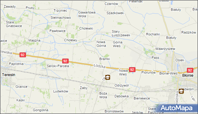 mapa Bramki, Bramki na mapie Targeo