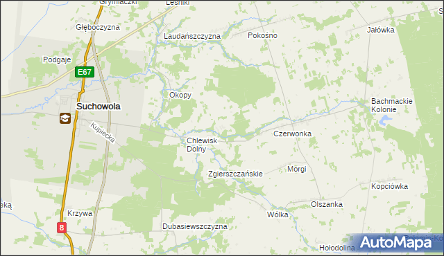 mapa Brukowo, Brukowo na mapie Targeo