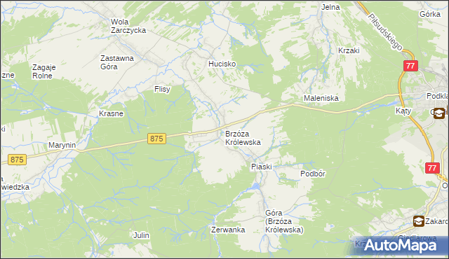 mapa Brzóza Królewska, Brzóza Królewska na mapie Targeo