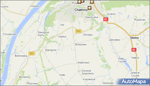 mapa Brzozowo gmina Kijewo Królewskie, Brzozowo gmina Kijewo Królewskie na mapie Targeo