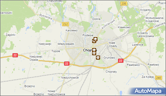 mapa Chojnic, Chojnice na mapie Targeo