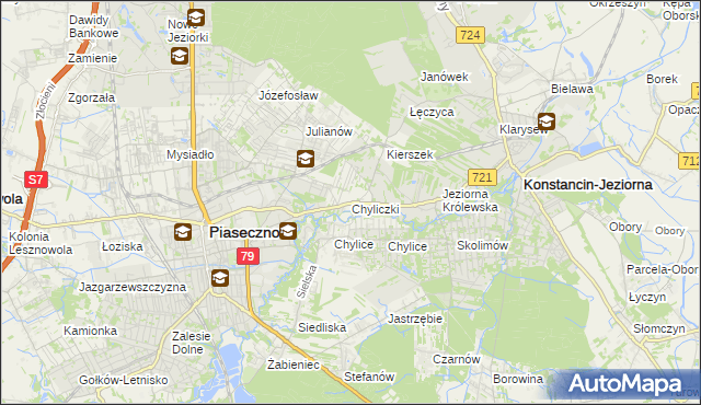 mapa Chyliczki gmina Piaseczno, Chyliczki gmina Piaseczno na mapie Targeo
