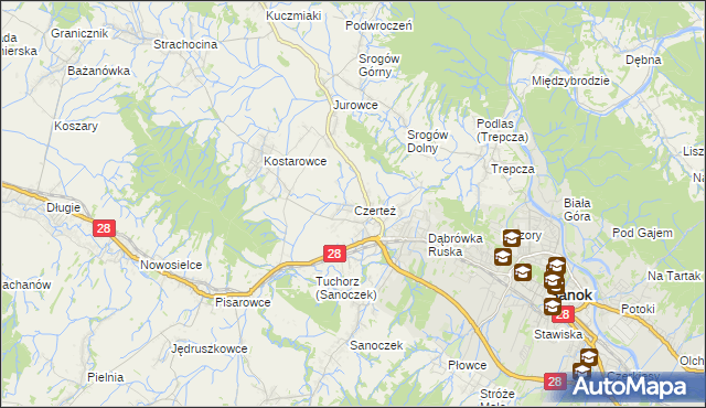 mapa Czerteż, Czerteż na mapie Targeo