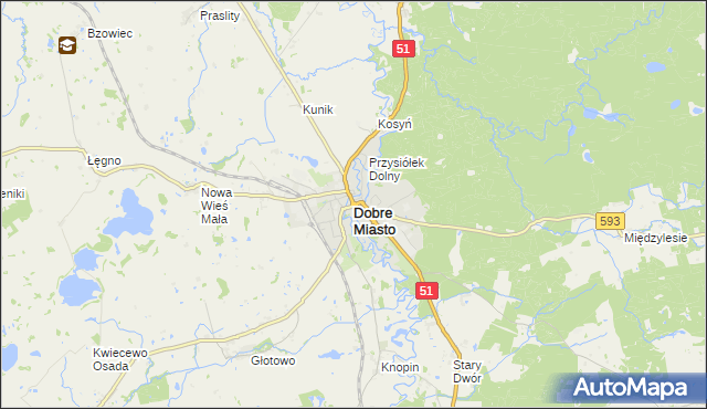 mapa Dobre Miasto, Dobre Miasto na mapie Targeo