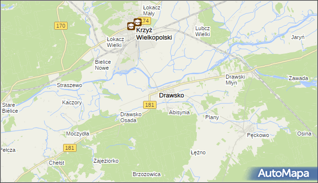 mapa Drawsko, Drawsko na mapie Targeo