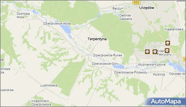 mapa Dzierzkowice-Rynek, Dzierzkowice-Rynek na mapie Targeo