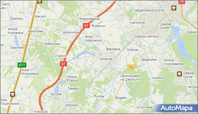 mapa Głosków gmina Piaseczno, Głosków gmina Piaseczno na mapie Targeo