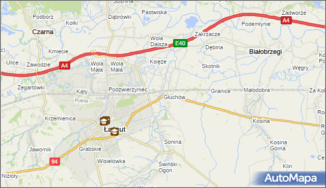 mapa Głuchów gmina Łańcut, Głuchów gmina Łańcut na mapie Targeo