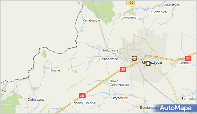 mapa Gołuszowice, Gołuszowice na mapie Targeo