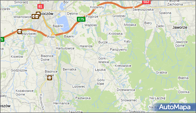 mapa Górki Wielkie, Górki Wielkie na mapie Targeo