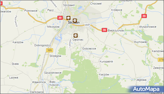 mapa Gościęcice, Gościęcice na mapie Targeo