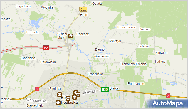 mapa Grabanów, Grabanów na mapie Targeo