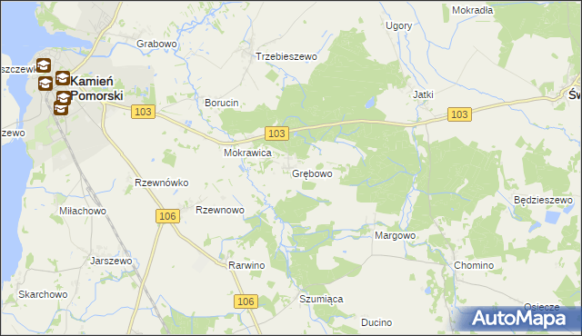 mapa Grębowo, Grębowo na mapie Targeo