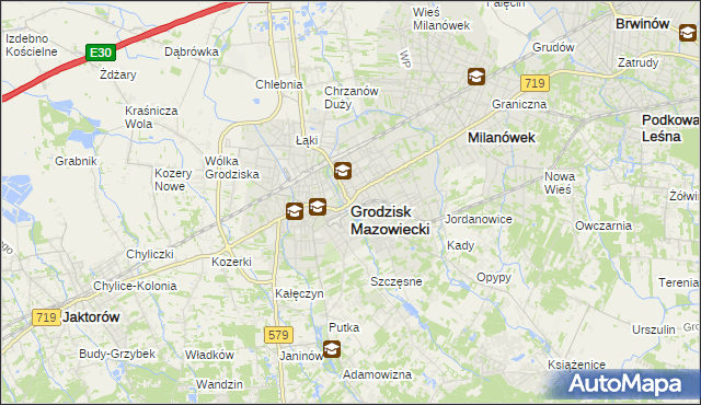 mapa Grodzisk Mazowiecki, Grodzisk Mazowiecki na mapie Targeo