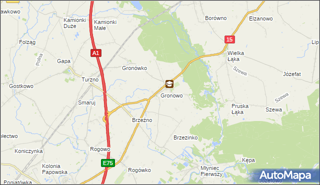 mapa Gronowo gmina Lubicz, Gronowo gmina Lubicz na mapie Targeo