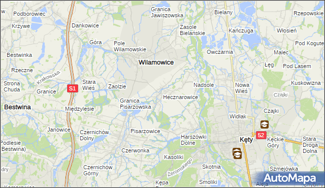 mapa Hecznarowice, Hecznarowice na mapie Targeo