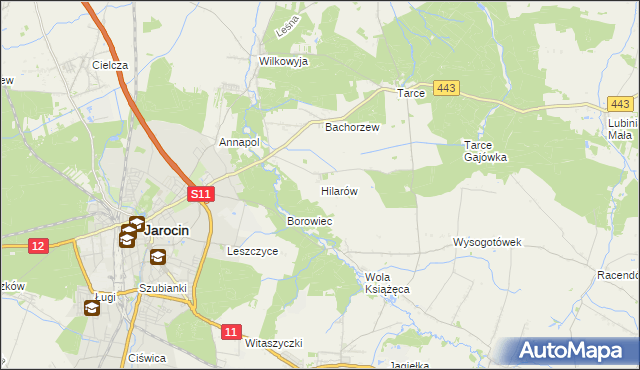 mapa Hilarów gmina Jarocin, Hilarów gmina Jarocin na mapie Targeo
