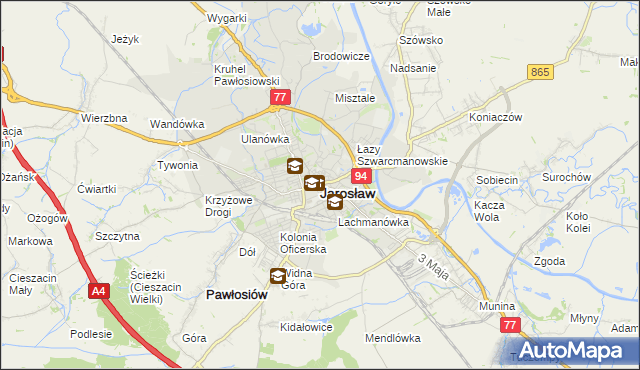 mapa Jarosławia, Jarosław na mapie Targeo