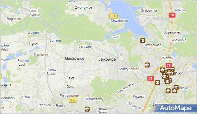 mapa Jejkowice, Jejkowice na mapie Targeo