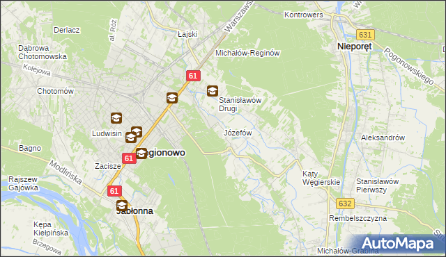 mapa Józefów gmina Nieporęt, Józefów gmina Nieporęt na mapie Targeo