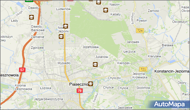 mapa Julianów gmina Piaseczno, Julianów gmina Piaseczno na mapie Targeo