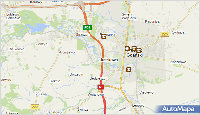 mapa Juszkowo, Juszkowo na mapie Targeo