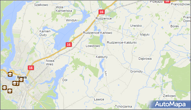 mapa Kałduny gmina Iława, Kałduny gmina Iława na mapie Targeo