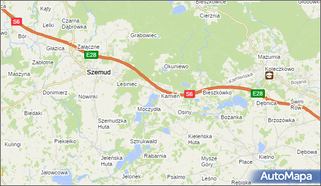 mapa Kamień gmina Szemud, Kamień gmina Szemud na mapie Targeo