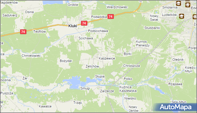 mapa Kaszewice, Kaszewice na mapie Targeo