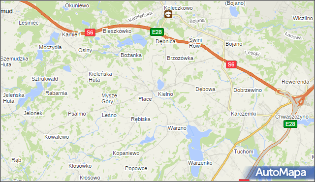 mapa Kielno gmina Szemud, Kielno gmina Szemud na mapie Targeo