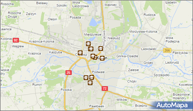 mapa Konina, Konin na mapie Targeo