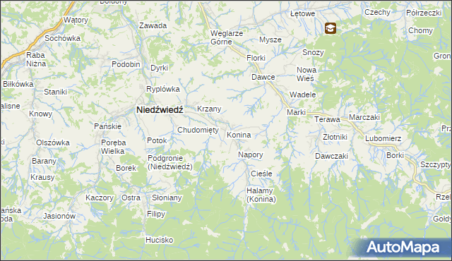 mapa Konina, Konina na mapie Targeo