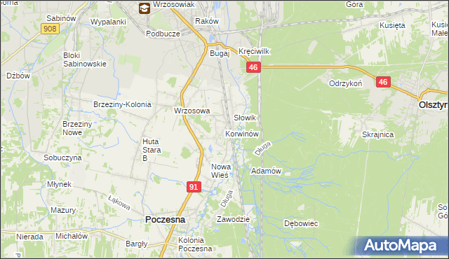 mapa Korwinów, Korwinów na mapie Targeo