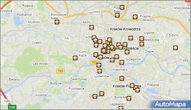 mapa Krakowa, Kraków na mapie Targeo