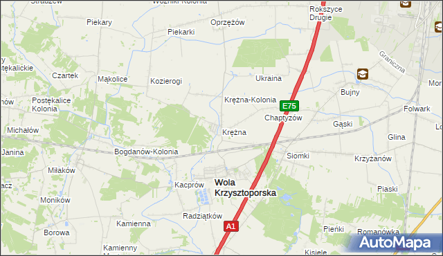 mapa Krężna, Krężna na mapie Targeo