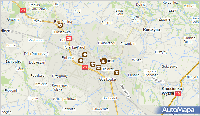 mapa Krosna, Krosno na mapie Targeo