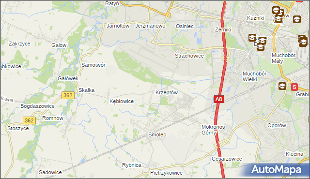 mapa Krzeptów, Krzeptów na mapie Targeo