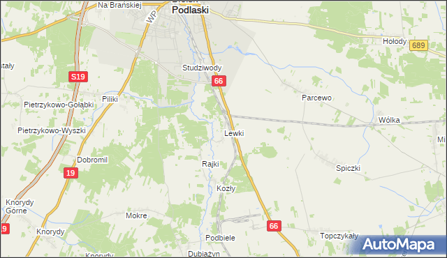 mapa Lewki gmina Bielsk Podlaski, Lewki gmina Bielsk Podlaski na mapie Targeo