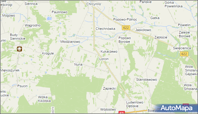 mapa Lorcin gmina Nasielsk, Lorcin gmina Nasielsk na mapie Targeo